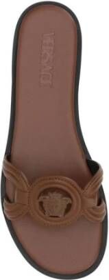 Versace Versierde Medusa Platte Sandalen Brown Dames