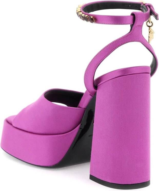 Versace Viola Bloemenprint Jurk Purple Dames