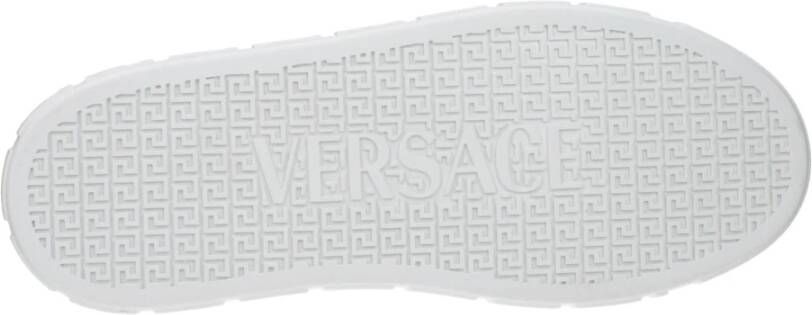 Versace Witte Leren Lage Sneakers