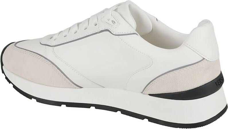Versace Witte Leren Sneakers met Borduursel White Heren