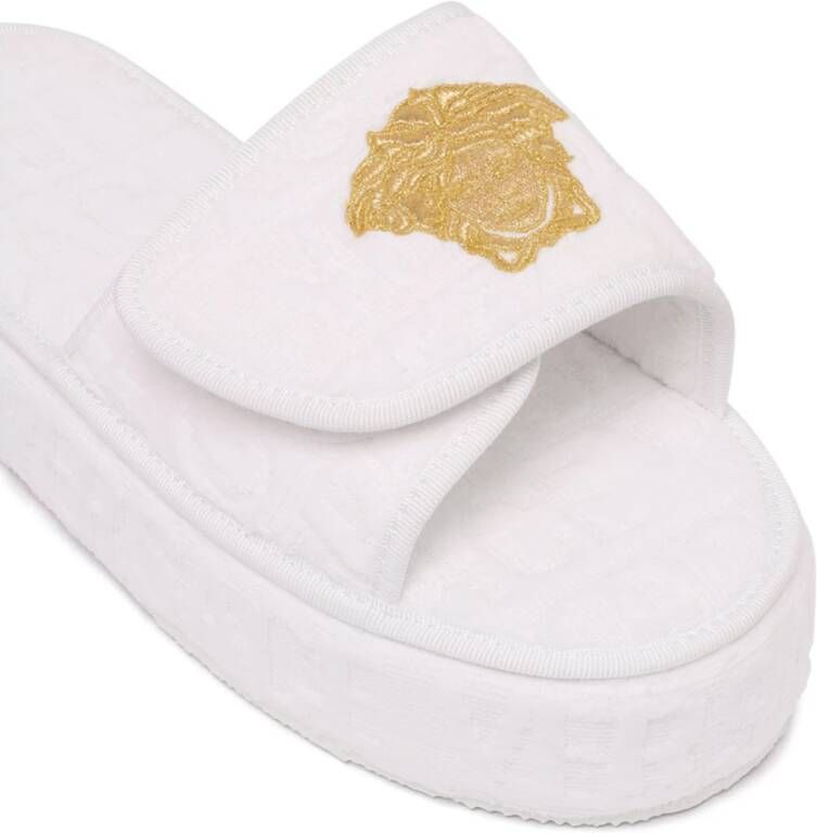 Versace Witte Medusa Head Platform Slippers