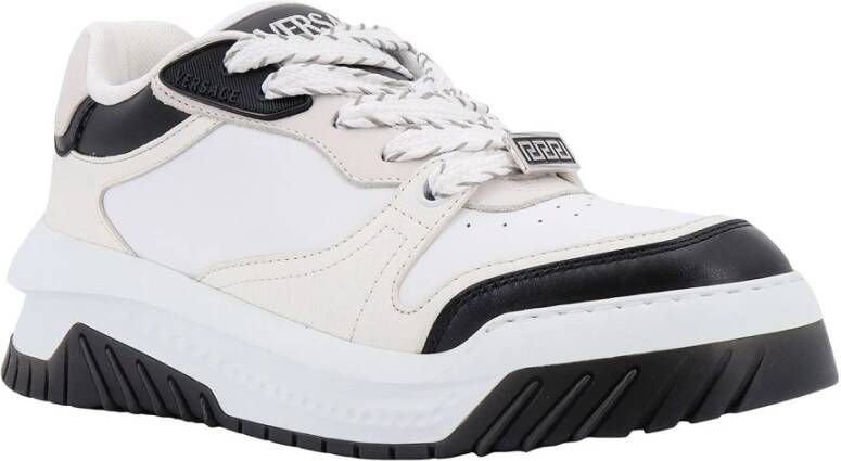 Versace Zwart Wit Sneakers Grieks Motief Aw24 White Heren