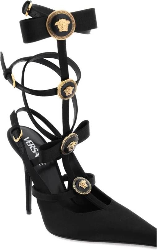 Versace Zijden slingback pumps met strikken Black Dames