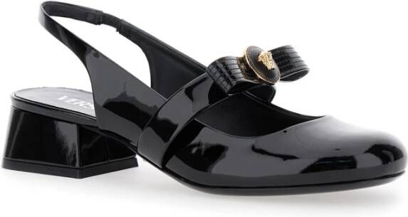 Versace Zwarte ballerina schoenen met hak Black Dames