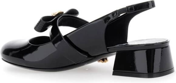 Versace Zwarte ballerina schoenen met hak Black Dames
