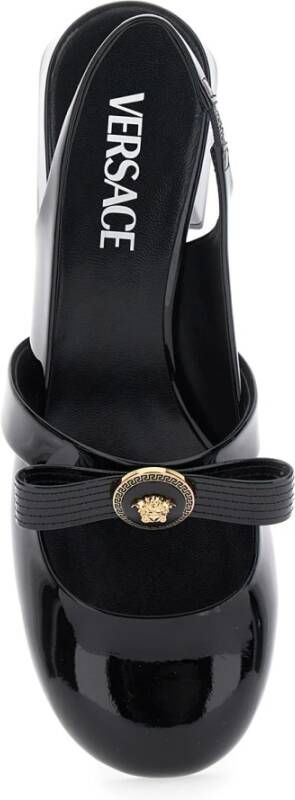 Versace Zwarte ballerina schoenen met hak Black Dames