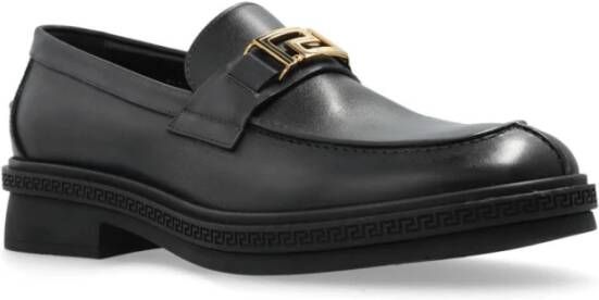 Versace Zwarte Formele Loafers Greca Hardware