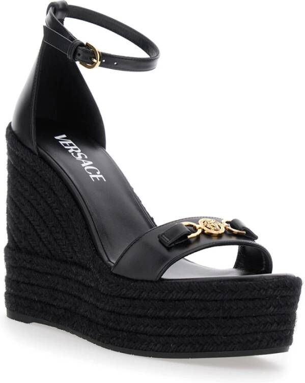 Versace Zwarte hoge hak wiggen met Medusa-detail Black Dames