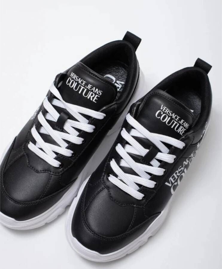 Versace Zwarte Katoenen Sneakers met Dikke Zool