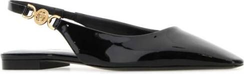 Versace Zwarte leren ballerinas Black Dames