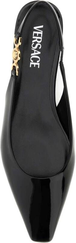 Versace Zwarte leren ballerinas Black Dames