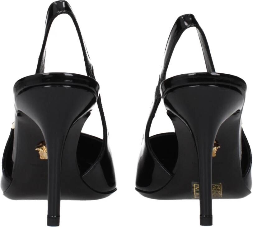 Versace Zwarte leren hoge hak sandalen
