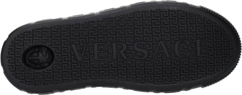 Versace Zwarte leren lage tops sneakers