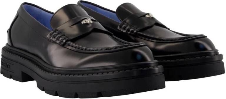 Versace Zwarte Leren Loafers Glad Kalfsleer