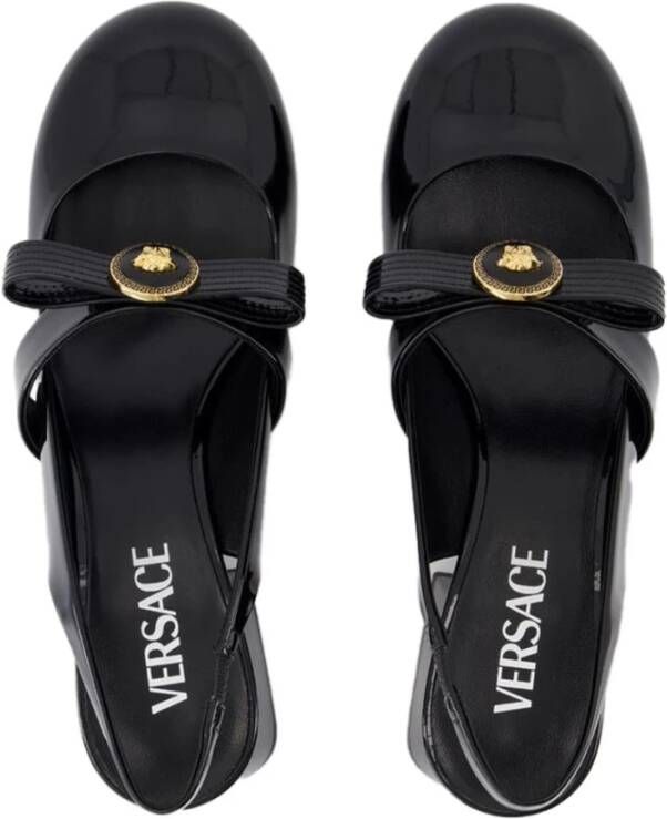 Versace Zwarte leren slingback pumps
