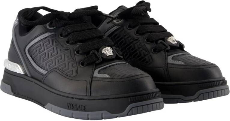 Versace Zwarte Leren Sneakers Gladde Kalfshuid