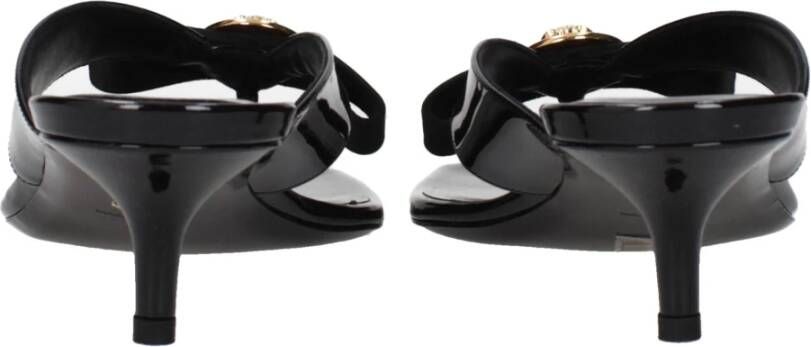 Versace Zwarte leren stilettohak sandalen