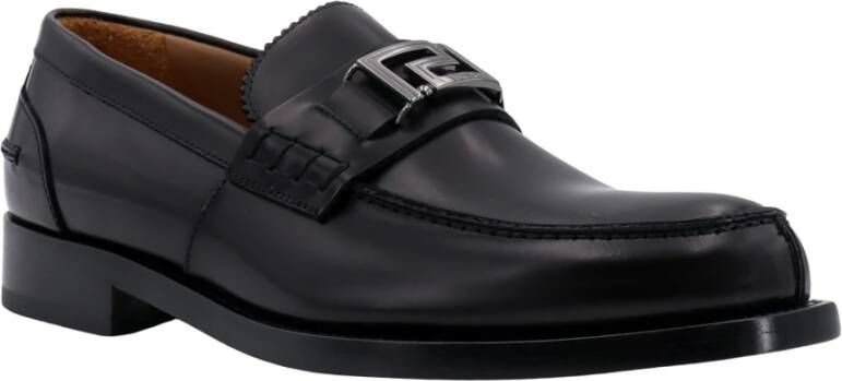 Versace Zwarte Loafer Schoenen met La Greca Print Black Heren