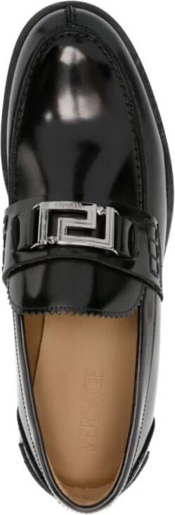 Versace Zwarte platte schoenen met Greca-hardware Black Heren