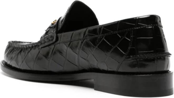 Versace Zwarte platte schoenen met Medusa 95 hardware Black Heren