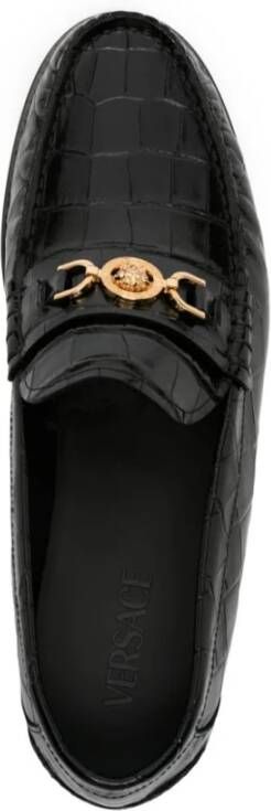 Versace Zwarte platte schoenen met Medusa 95 hardware Black Heren