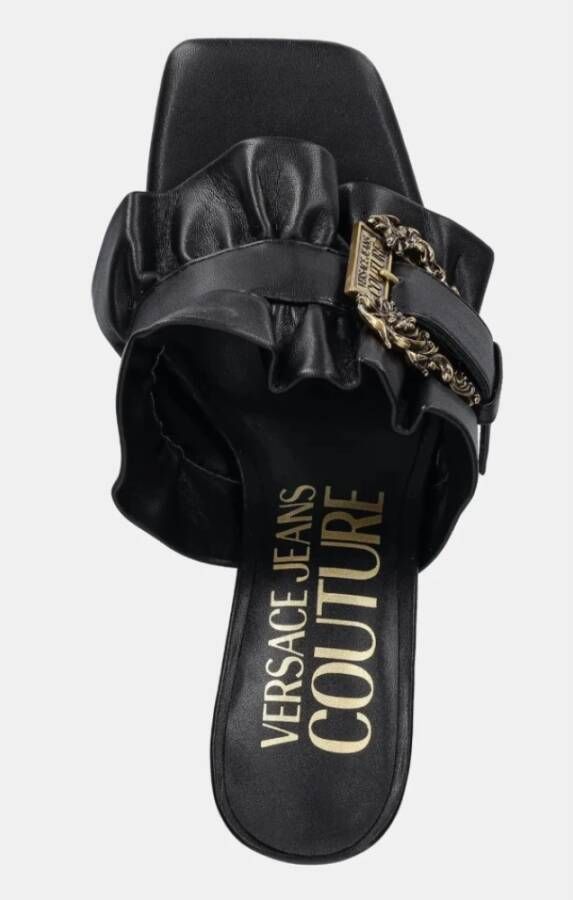 Versace Zwarte platte schoenen met ruches Black Dames