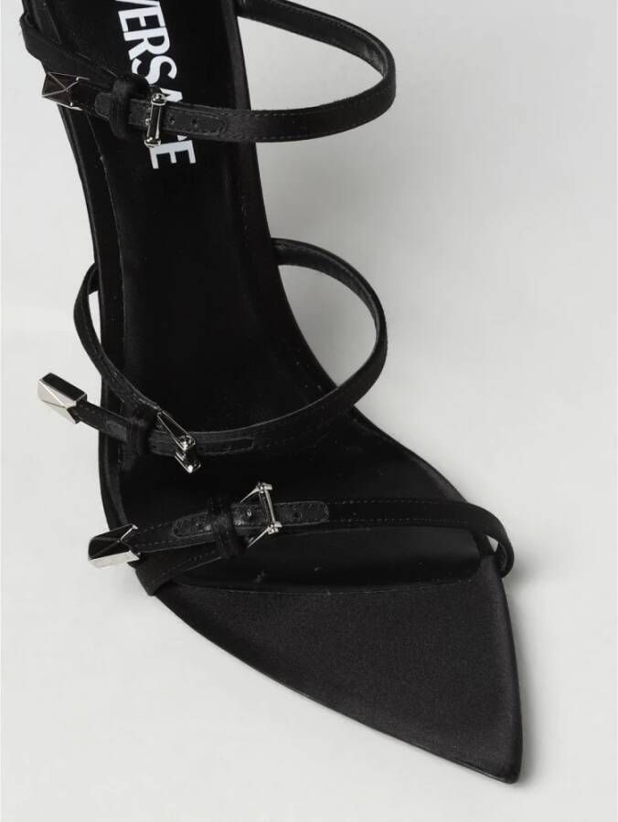 Versace Zwarte satijnen sandalen met hoge hak