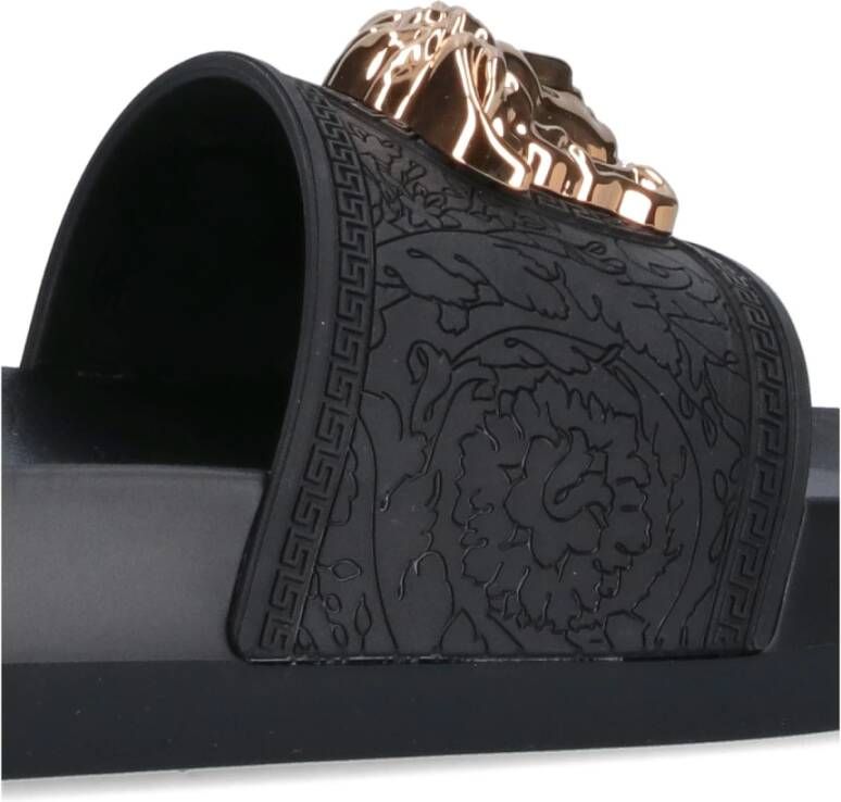 Versace Zwarte Slides Sandalen Zwart Dames