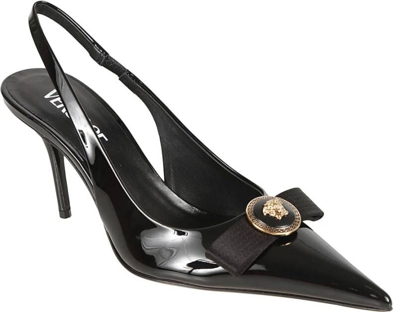 Versace Zwarte slingback met hak van kalfsleer Black Dames