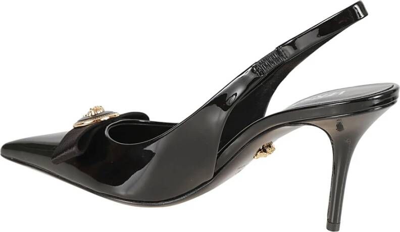 Versace Zwarte slingback met hak van kalfsleer Black Dames