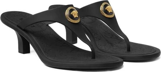 Versace Zwarte Slip-On Kitten Heel Sandalen