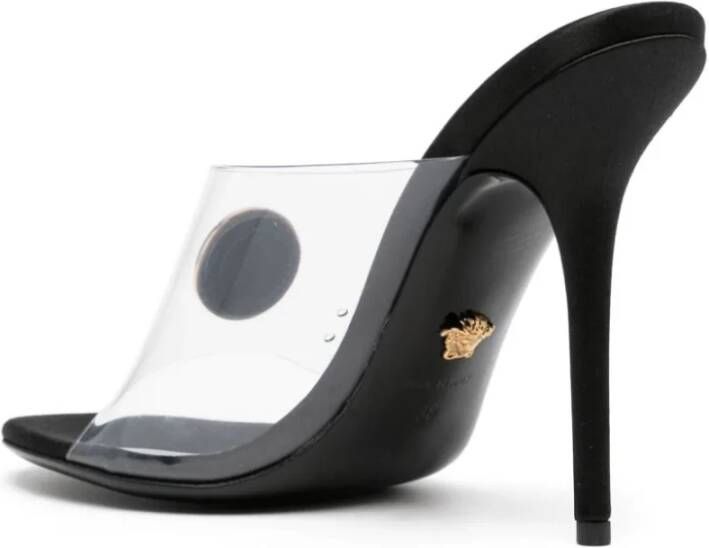 Versace Zwarte Transparante Sandalen met Medusa Detail Zwart Dames