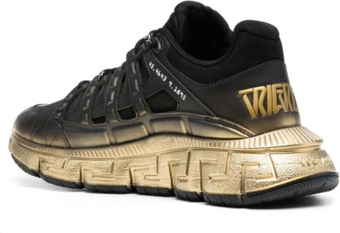 Versace Lage Sneakers in Zwart en Goud Black Heren