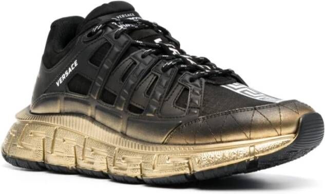 Versace Lage Sneakers in Zwart en Goud Black Heren