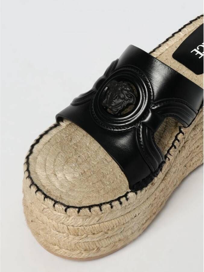 Versace Zwarte Uitgesneden Sleehak Espadrilles