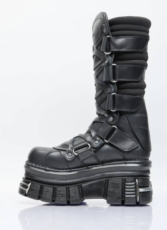 Vetements Chunky Leren Tower Laarzen Black Dames