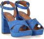 Via Roma 15 Denim Blauwe Sandaal met Hak en Kruisdetail Blue Dames - Thumbnail 3