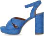 Via Roma 15 Denim Blauwe Sandaal met Hak en Kruisdetail Blue Dames - Thumbnail 4