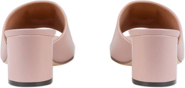 Via Roma 15 Roze leren sandalen met metalen logo