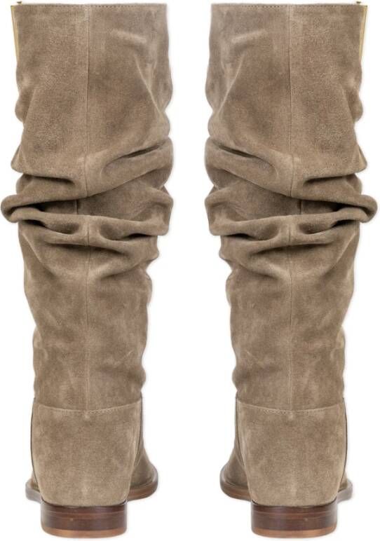 Via Roma 15 Ruched Suede Leren Enkellaarsjes