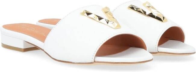 Via Roma 15 Wit Nappa Leren Ciabatta Sandaal White Dames