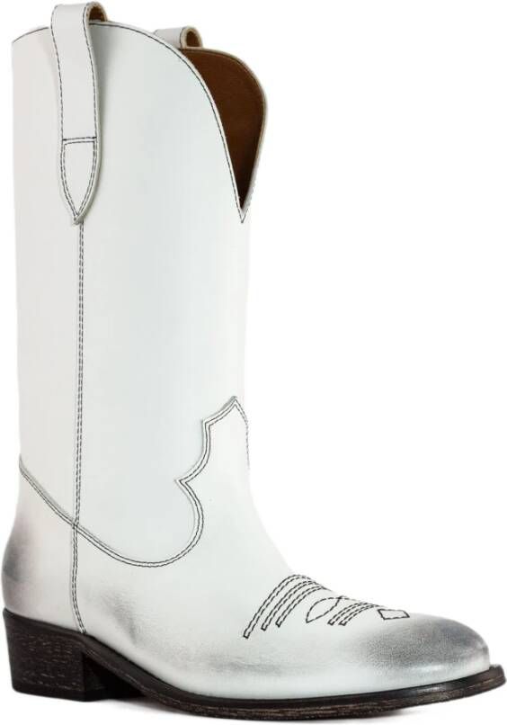 Via Roma 15 Witte Cowboy Laarzen Vintage Stijl White Dames