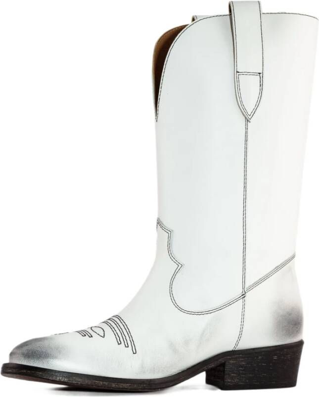 Via Roma 15 Witte Cowboy Laarzen Vintage Stijl White Dames