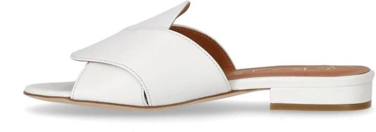 Via Roma 15 Witte Leren Kruis Slide Sandaal White Dames