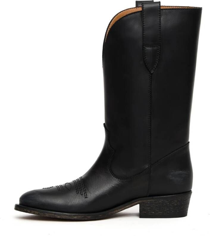 Via Roma 15 Zwarte leren cowboy laars