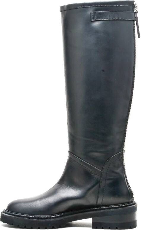 Via Roma 15 Zwarte Leren Hoge Laarzen Black Dames