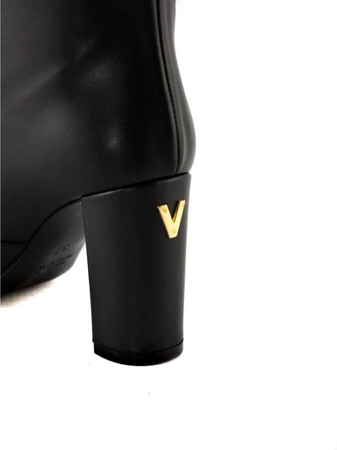 Via Roma 15 Zwarte Leren Laars met V Logo