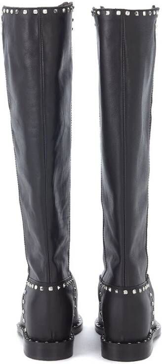 Via Roma 15 Zwarte leren laarzen met studs