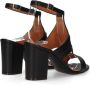 Via Roma 15 Zwarte leren sandalen met gouden metalen V-logo - Thumbnail 2