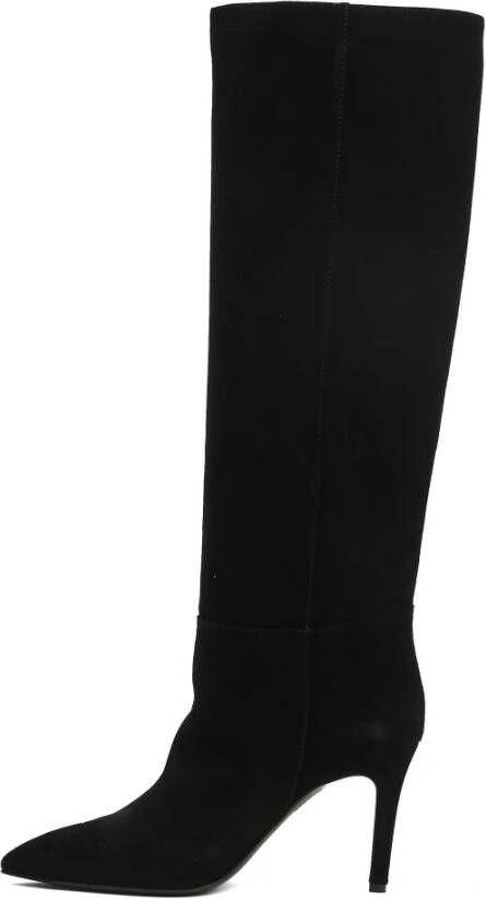 Via Roma 15 Zwarte Suède Stiletto Enkellaarzen